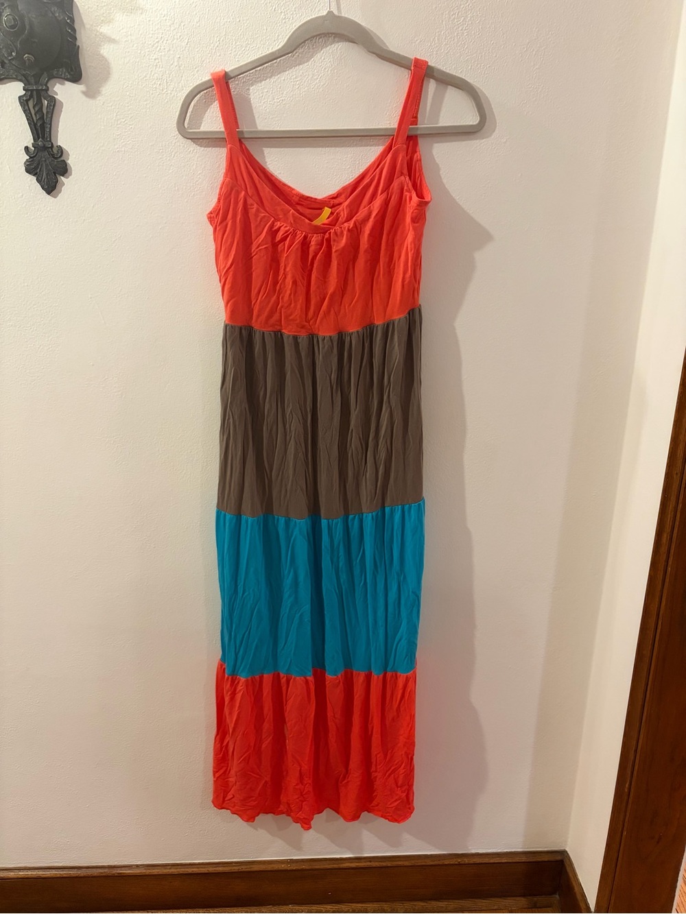 Lole Colorblock Maxi Dress - Coral, Brown & Teal